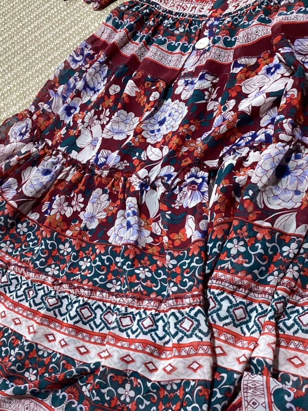 NWT Figueroa &Flower Large Burgandy floral Midi Dress - Picture 15 of 16
